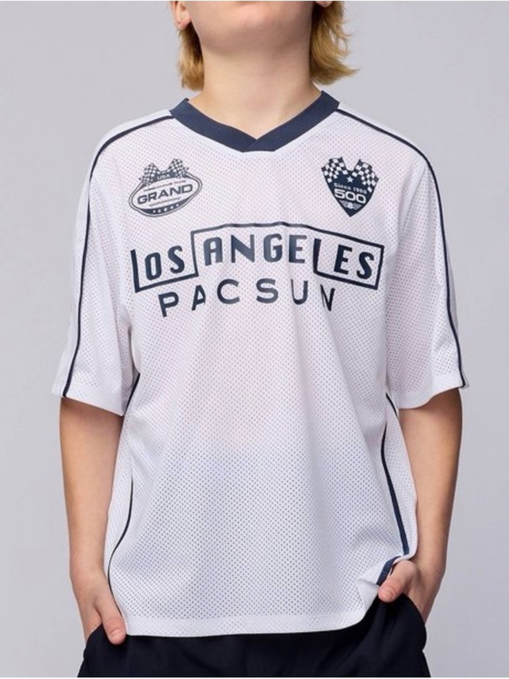 PacSun Los Angeles kids boys Mesh Jersey white sz large (12) nwt